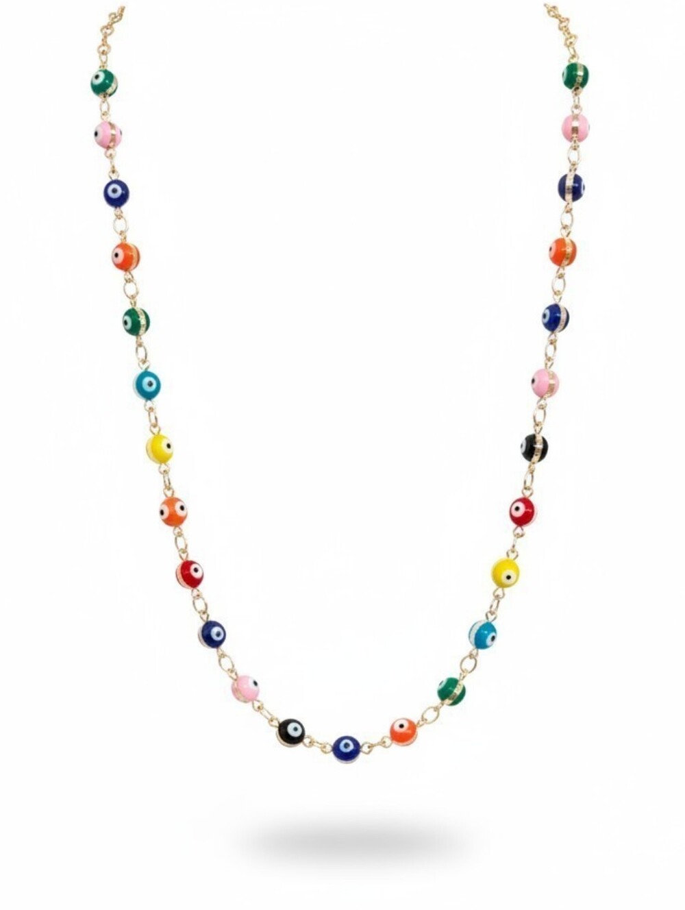 🌈▪️Persimmon▪️ Gold-Tone Evil Eye Colrful Tennis Choker 13" Necklace NEW